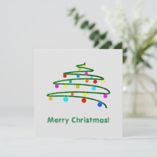 Personalised Christmas Tree and Ornaments Drawing Holiday Card