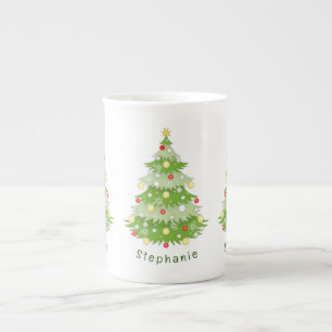 Personalised Christmas Tree Bone China Mug