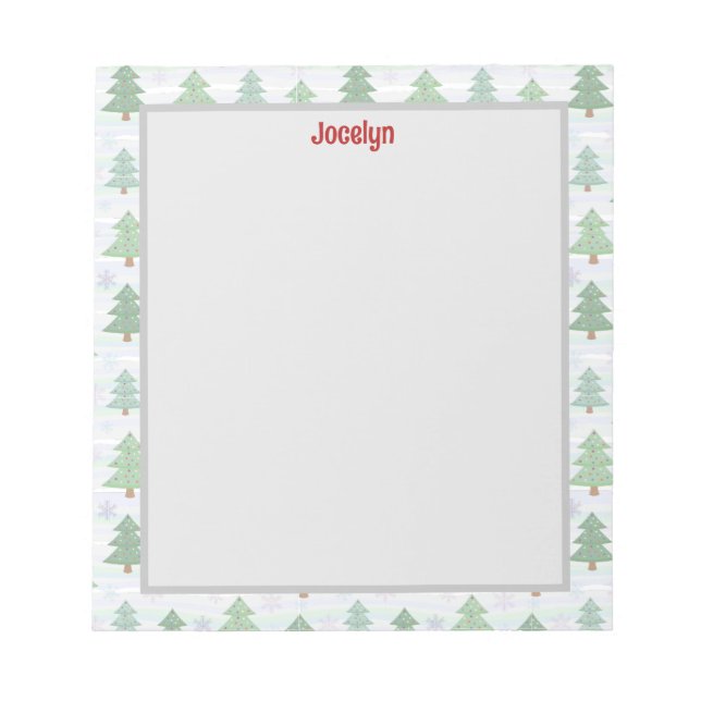Personalised Christmas Tree Border Festive Notepad (Front)