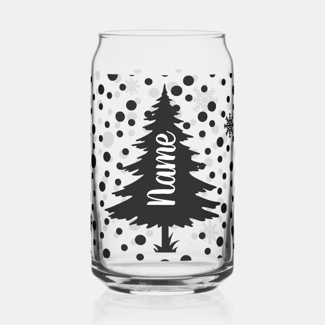 Personalised Christmas Tree Can Glass (Left)