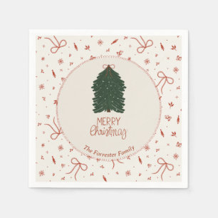 Personalised Christmas Tree Custom Family Napkin