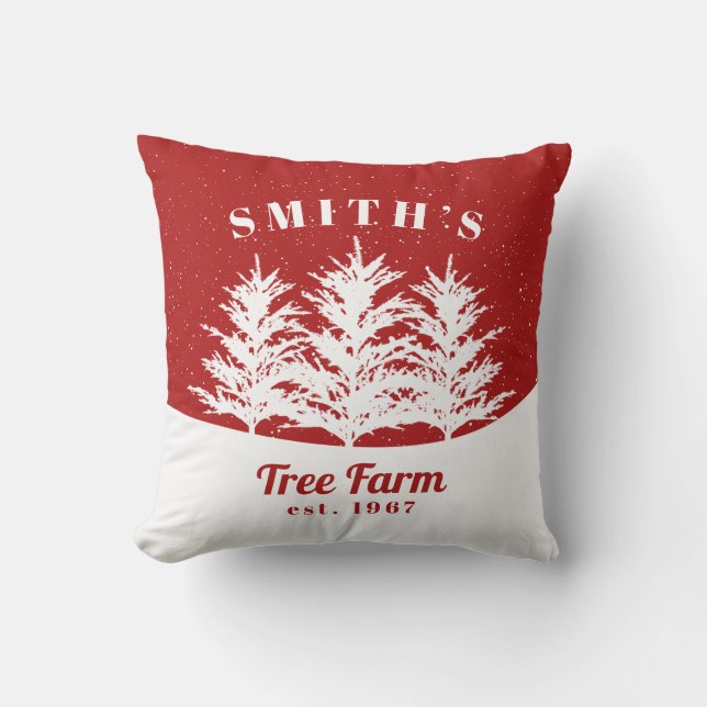 Personalised Christmas Tree Farm Farmhouse Cushion (Front)