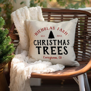 Personalised Christmas Tree Farm   Outdoor Pillow