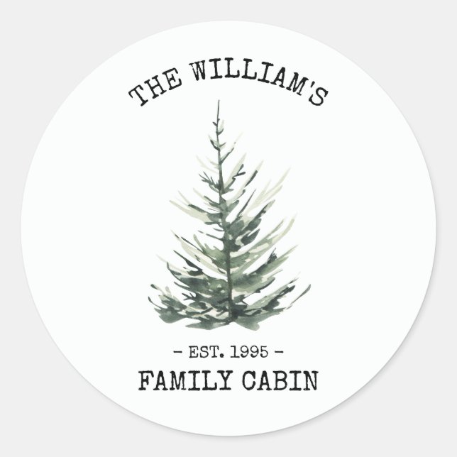 Personalised Christmas tree farmhouse  Classic Round Sticker (Front)