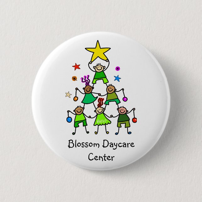 Personalised Christmas Tree Kids 6 Cm Round Badge (Front)