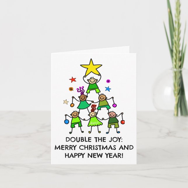 Personalised Christmas Tree Kids Holiday Card (Front)