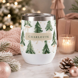 Personalised Christmas Tree Name Wine Tumbler