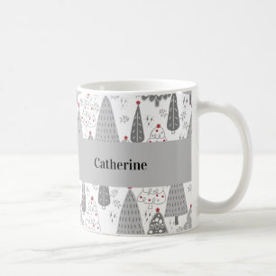 Personalised Christmas Tree Pattern Custom Name Mu Coffee Mug