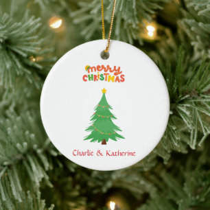 Personalised christmas tree Photo Ornament,custom Ceramic Ornament