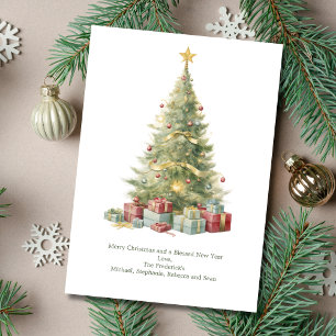 Personalised Christmas Tree Presents Christmas  Holiday Card