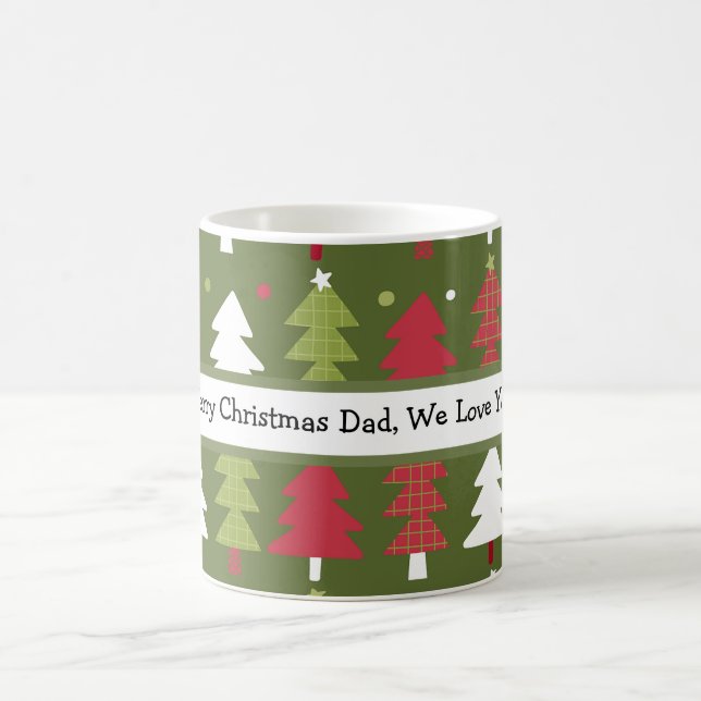 Personalised Christmas Trees Red White and Green  Coffee Mug (Center)