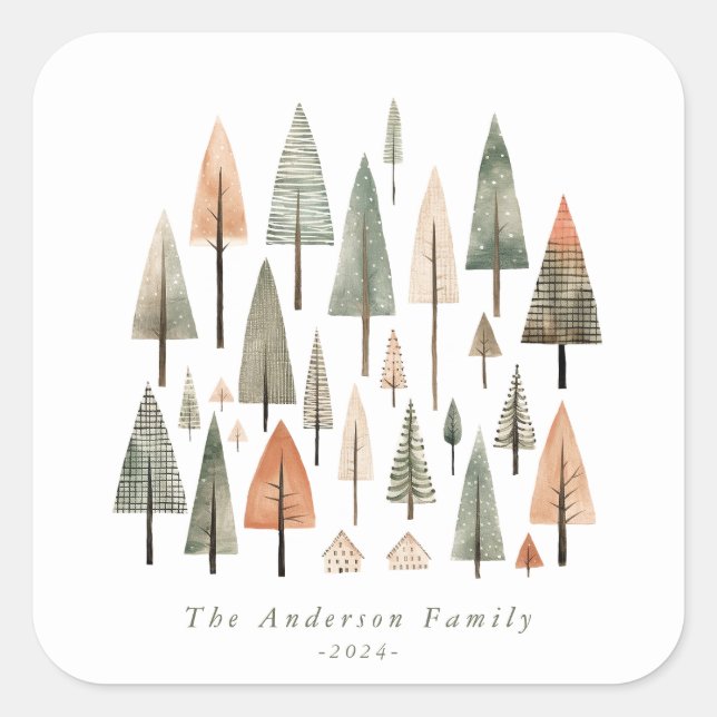 Personalised Christmas Trees Sticker (Front)