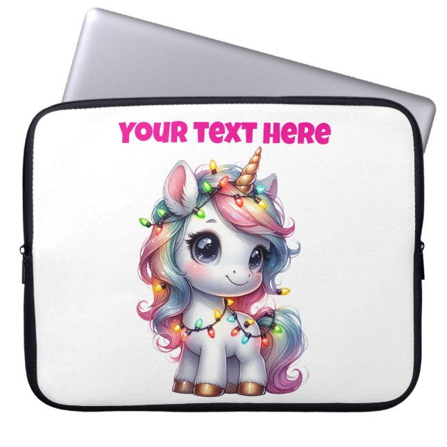 Personalised Christmas Unicorn Laptop Bag 15" (Front)