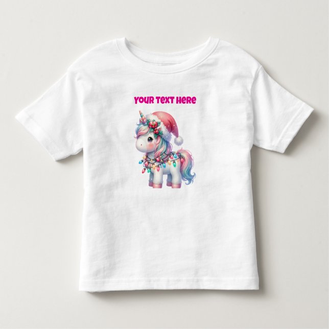 Personalised Christmas Unicorn Toddler Jersey T-Shirt (Front)