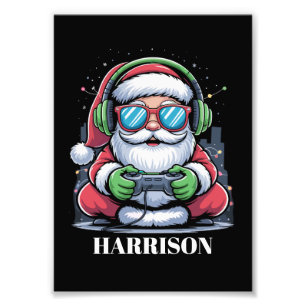 Personalised Christmas Video Game Santa Xmas  Photo Print