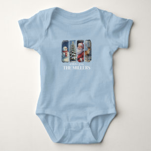 Personalised Christmas Vintage Santa Claus Snowman Baby Bodysuit