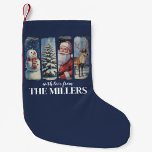 Personalised Christmas Vintage Santa Claus Snowman Small Christmas Stocking