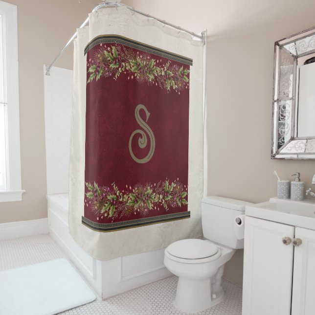 Personalised Christmas Vintage Shower Curtain (In Situ)
