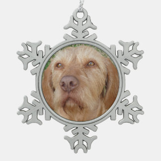 Personalised Christmas Vizsla Pet Photo Snowflake Pewter Christmas Ornament
