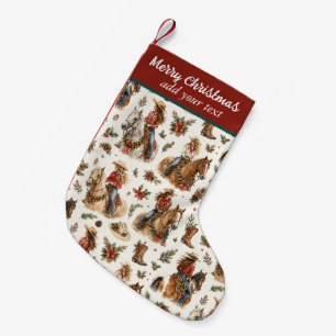 Personalised Christmas Western Cowgirl On Horse Small Christmas Stocking