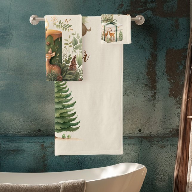 Personalised Christmas Whimsical Baby 1st Christma Bath Towel Set (Creator Uploaded)