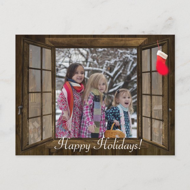 Personalised Christmas Window Family Photo card (Front)