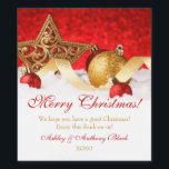 Personalised Christmas Wine Labels | Gold Red<br><div class="desc">You can easily personalise the text on this elegant traditional Christmas decorations holiday personalised wine bottle labels. These have an elegant feel with traditional Xmas tree ornaments featured at the top. There are red and gold round Christmas tree ornaments and a large gold star tree ornament. There is also a...</div>