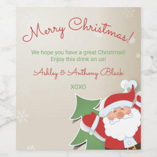 Personalised Christmas Wine Labels Santa Claus