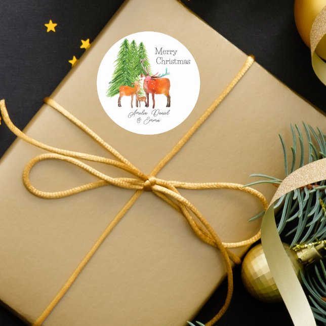 Personalised Christmas Winter Wonderland Classic Round Sticker (Creator Uploaded)