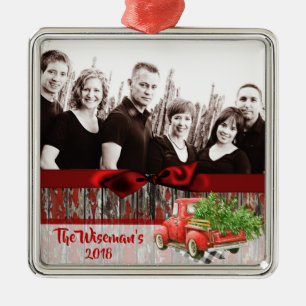 Personalised Christmas Wood Truck PHOTO Ornament