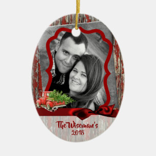 Personalised Christmas Wood Truck PHOTO Ornament
