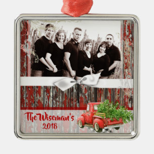 Personalised Christmas Wood Truck PHOTO Ornament