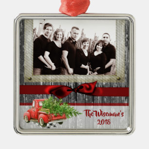 Personalised Christmas Wood Truck PHOTO Ornament