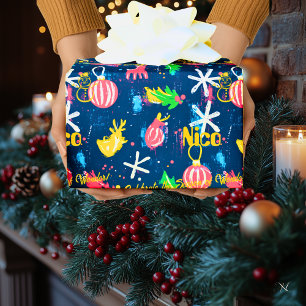 Personalised Christmas Wrapping Paper Colourful