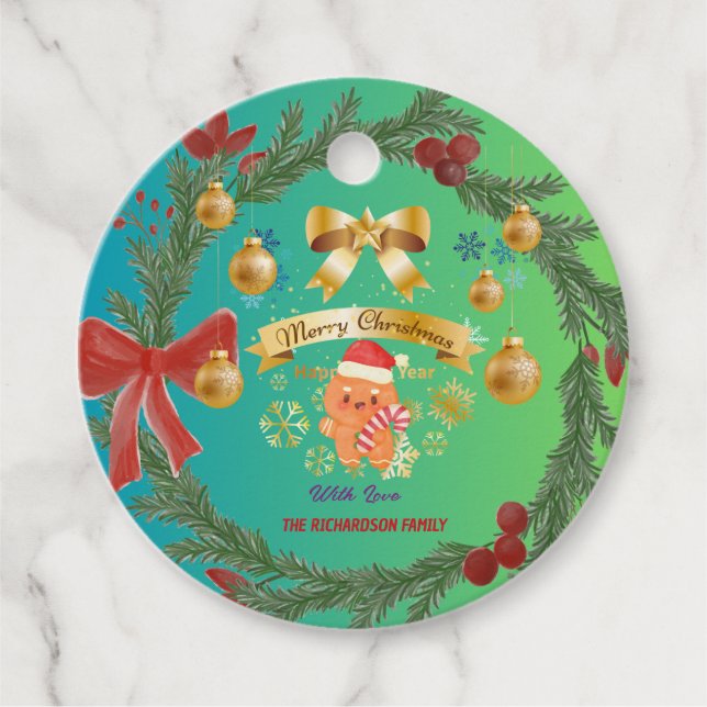 Personalised Christmas Wreath Gift Tag  (Front)