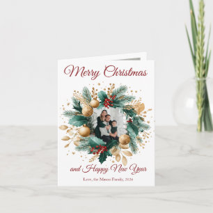 Personalised Christmas Wreath Photo Card