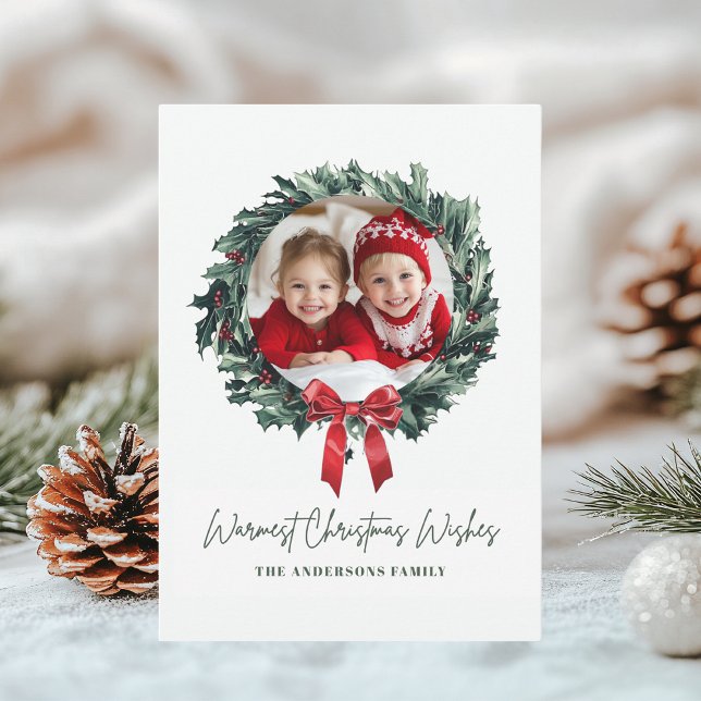 Personalised Christmas Wreath Photo & Name Holiday Invitation (Creator Uploaded)