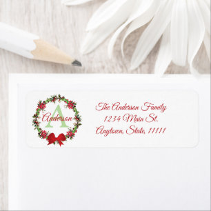 Personalised Christmas wreath  Return Address Label