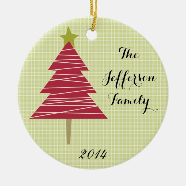 Personalised Christmas XMAS Tree Family Ornament (Front)