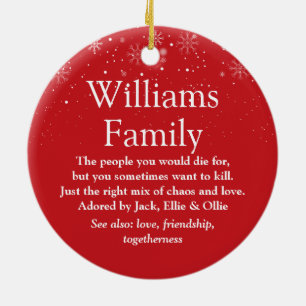 Personalised Christmas Your Family definition Ceramic Ornament