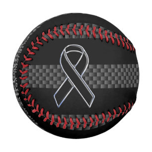 Personalised Chrome Like Black Ribbon Memorial Baseball