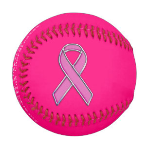 Personalised Chrome Like Pink Ribbon Awareness Baseball