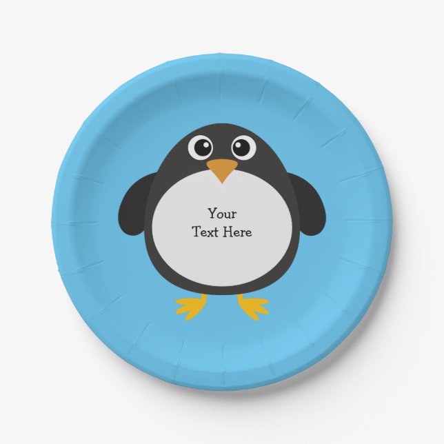 Personalised Chubby Penguin Paper Plate (Front)