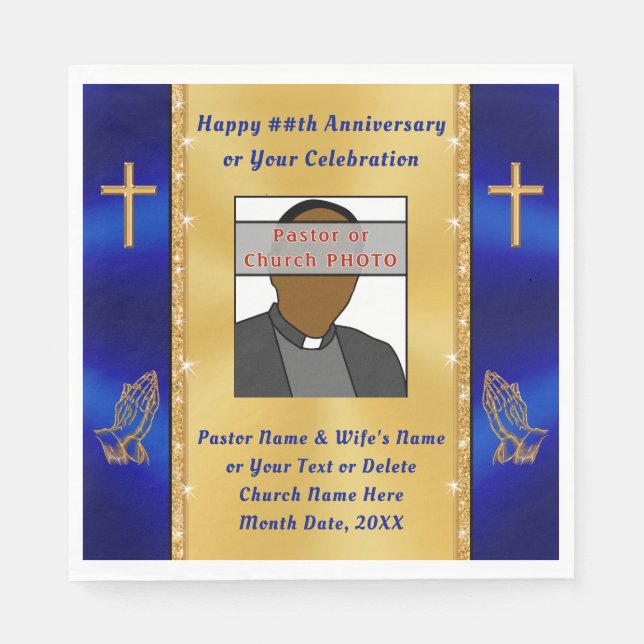 Personalised Church or Pastor Anniversary Supplies Napkin (Front)