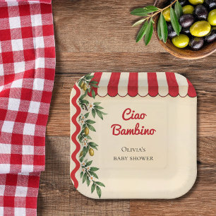 Personalised Ciao Bambino Italian Baby Shower Paper Plate