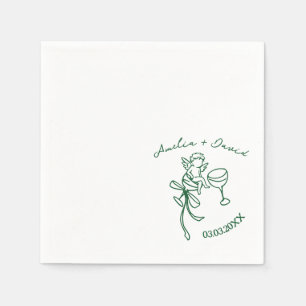 Personalised Cin Cin Cherub Cupid Hand Drawn Napkin