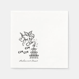 Personalised Cin Cin Cherub Cupid Hand Drawn Napkin
