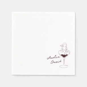 Personalised Cin Cin Cherub Cupid Hand Drawn  Napkin