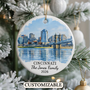 Personalised Cincinnati Ornament, Custom Ohio Ceramic Ornament
