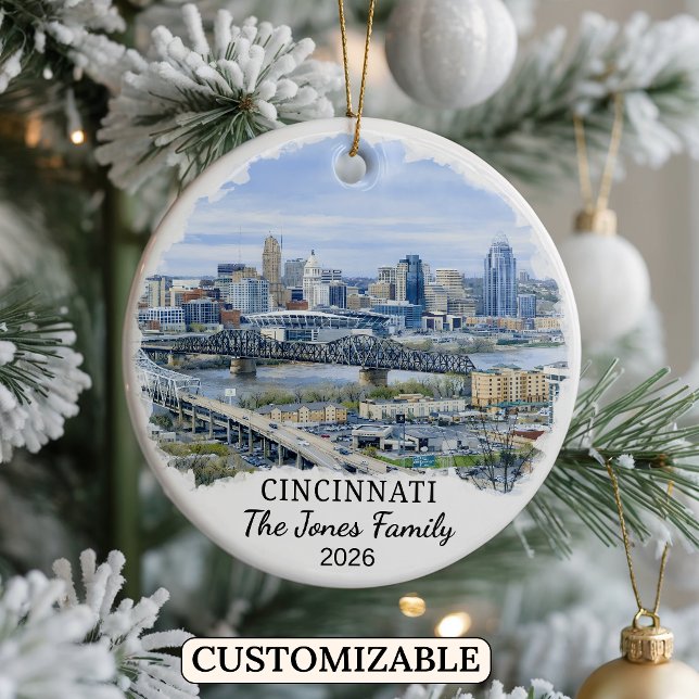Personalised Cincinnati Ornament, Custom Ohio Ceramic Ornament (Creator Uploaded)